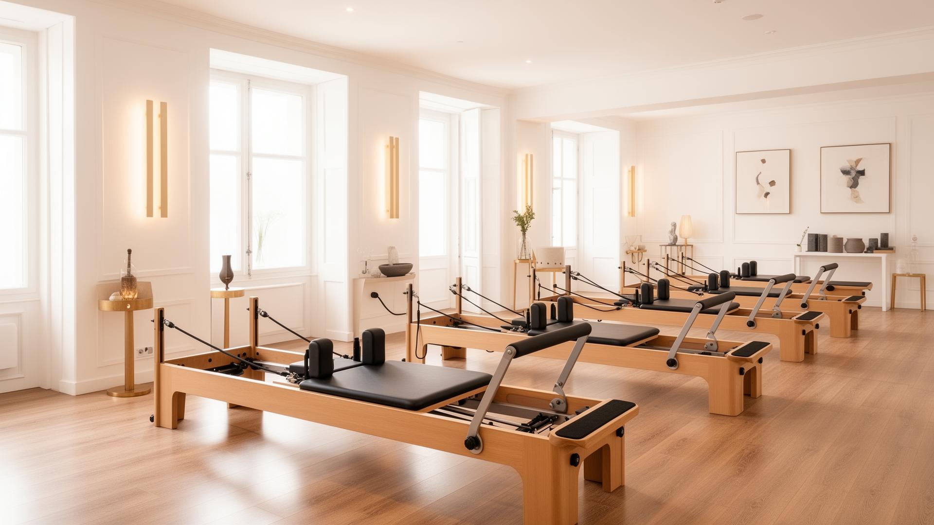 Premium Pilates studio interior fitted with reformer machines